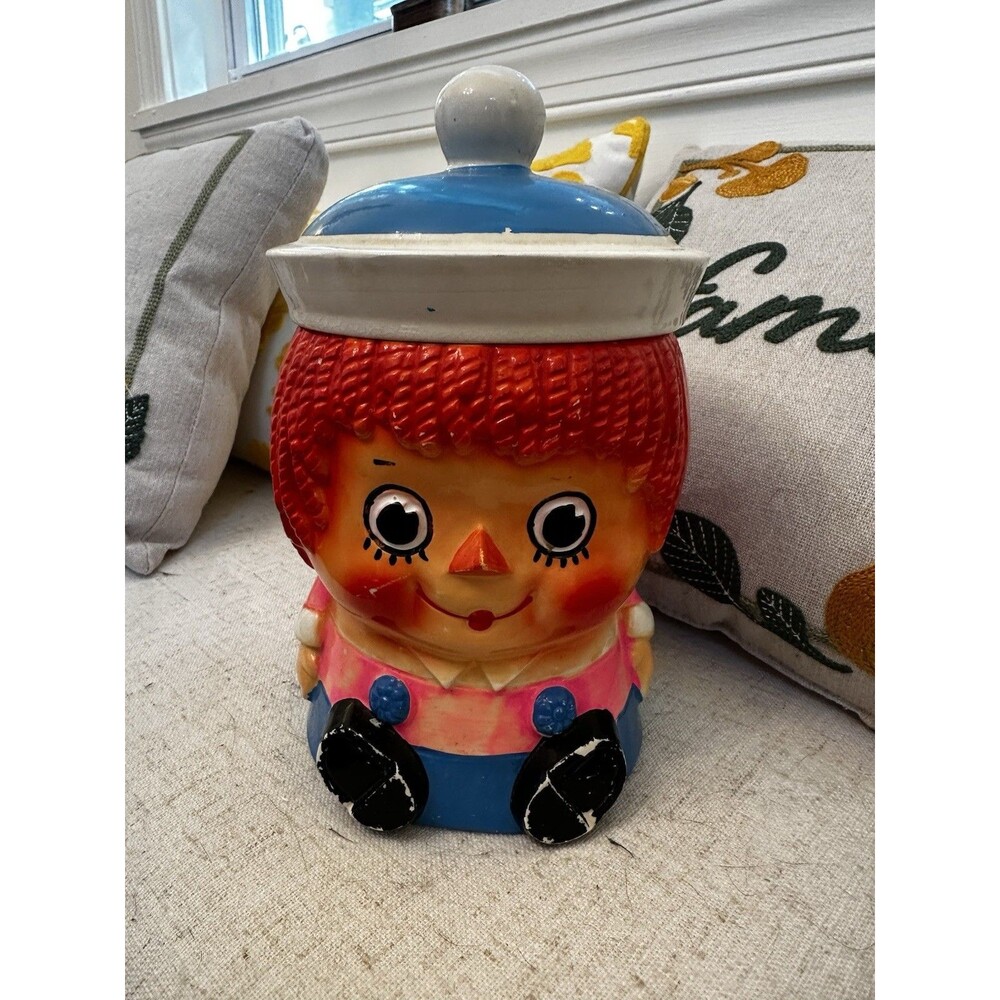 Raggedy Andy Cookie Jar Biscuit Jar 1960's Japan Vintage Retro 60s